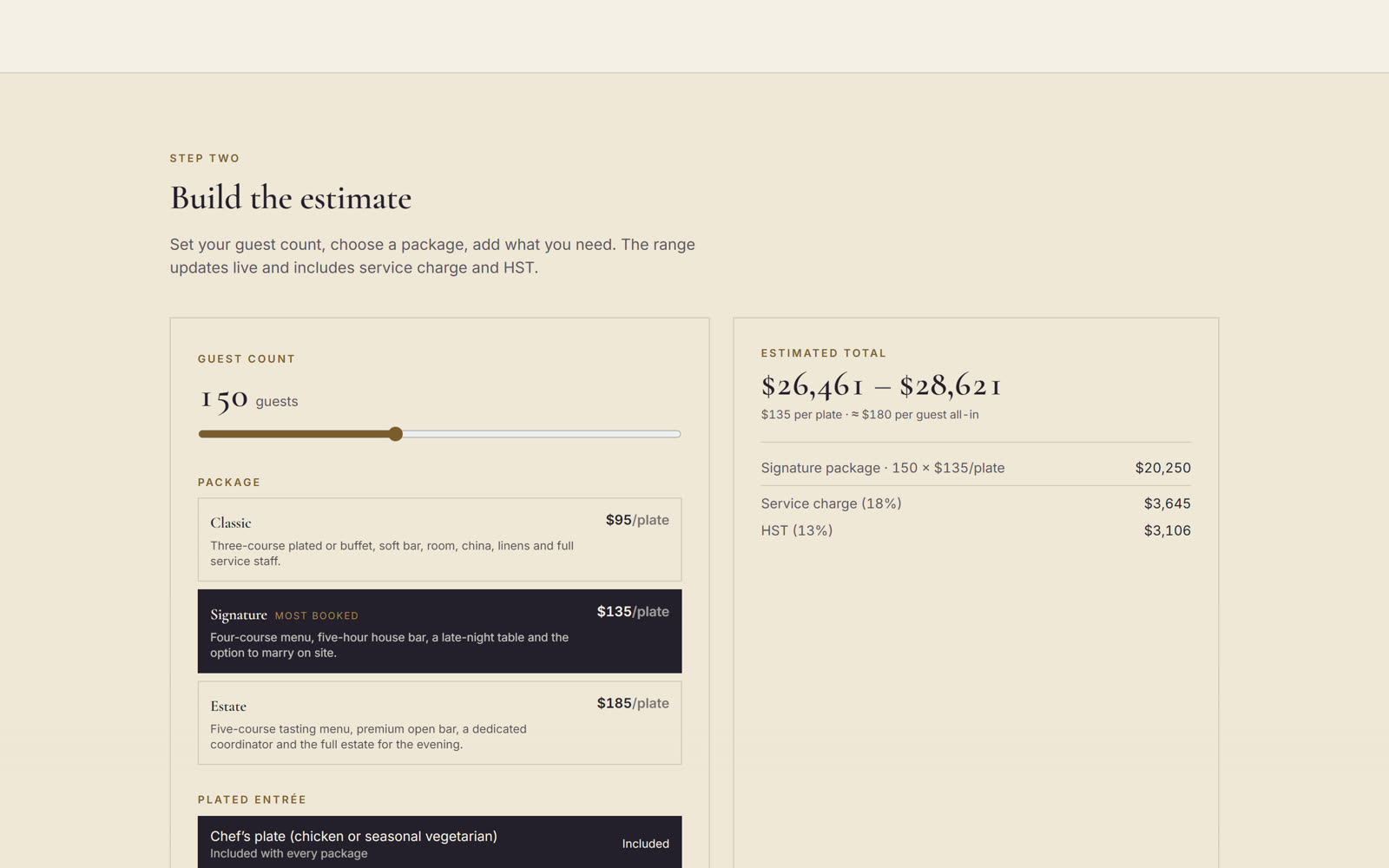 Dates and pricing tool