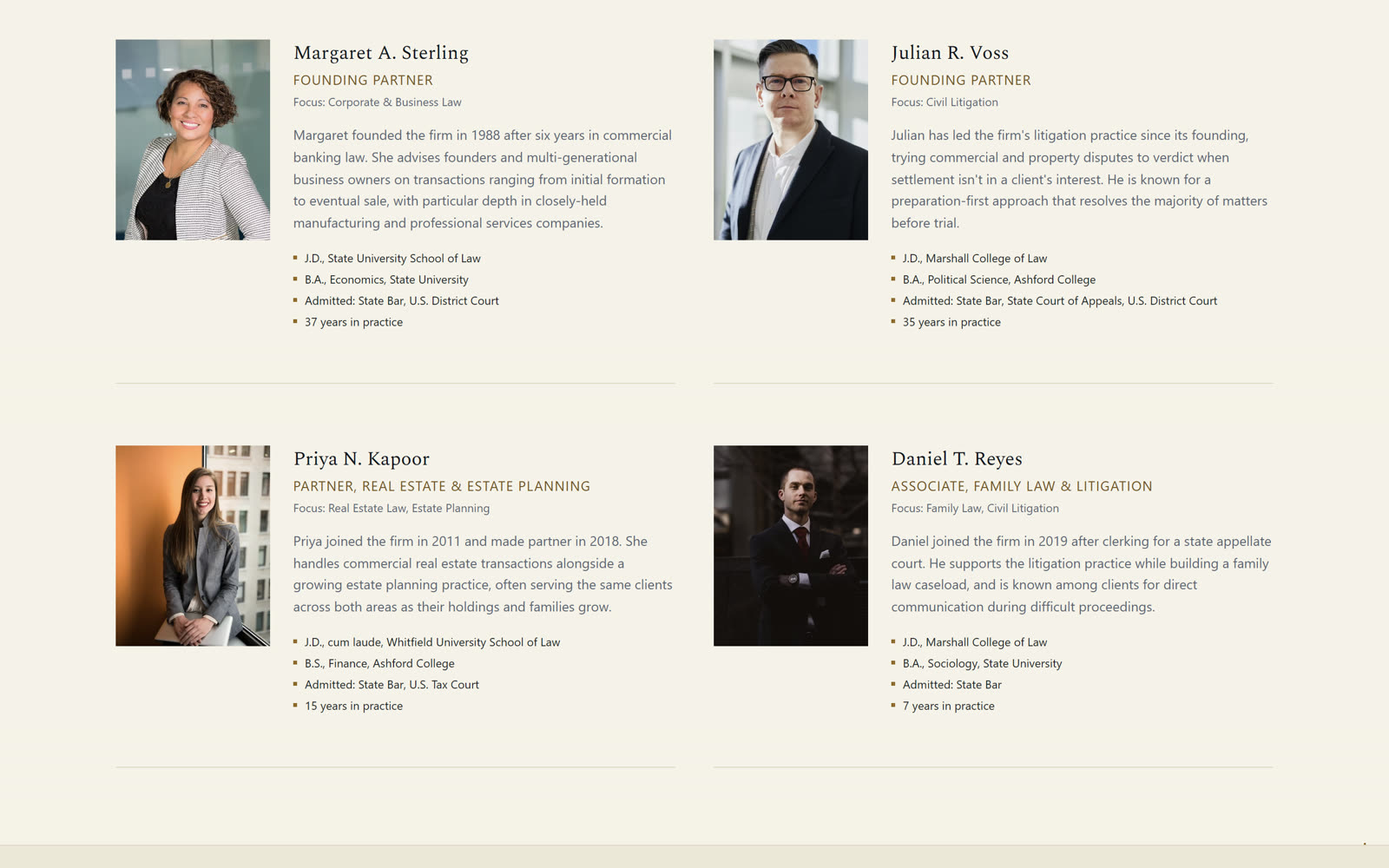 Attorney profiles page