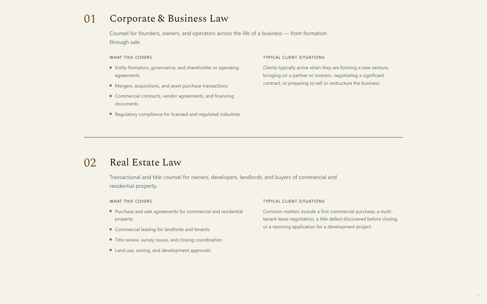 Practice areas page