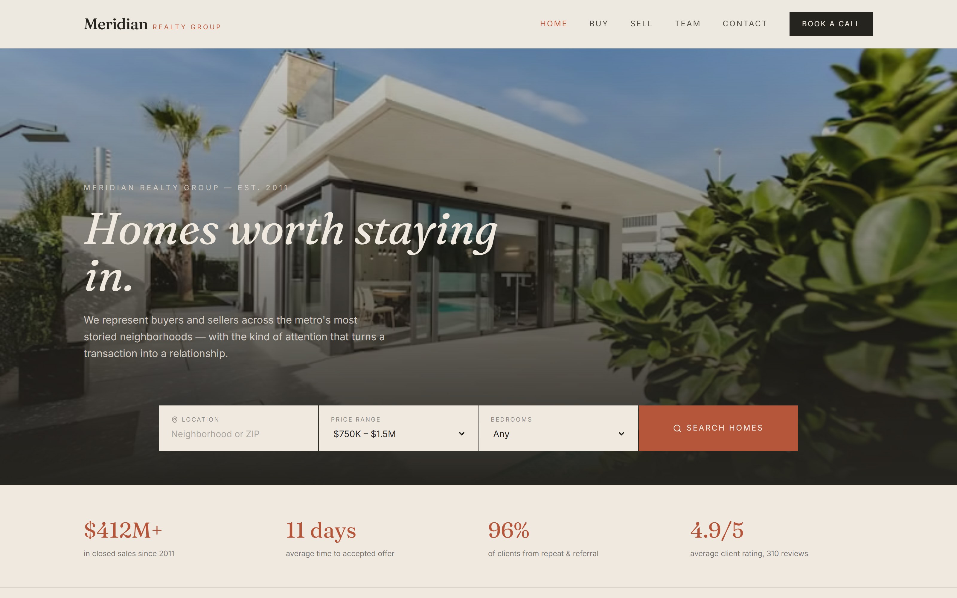 Meridian Realty homepage
