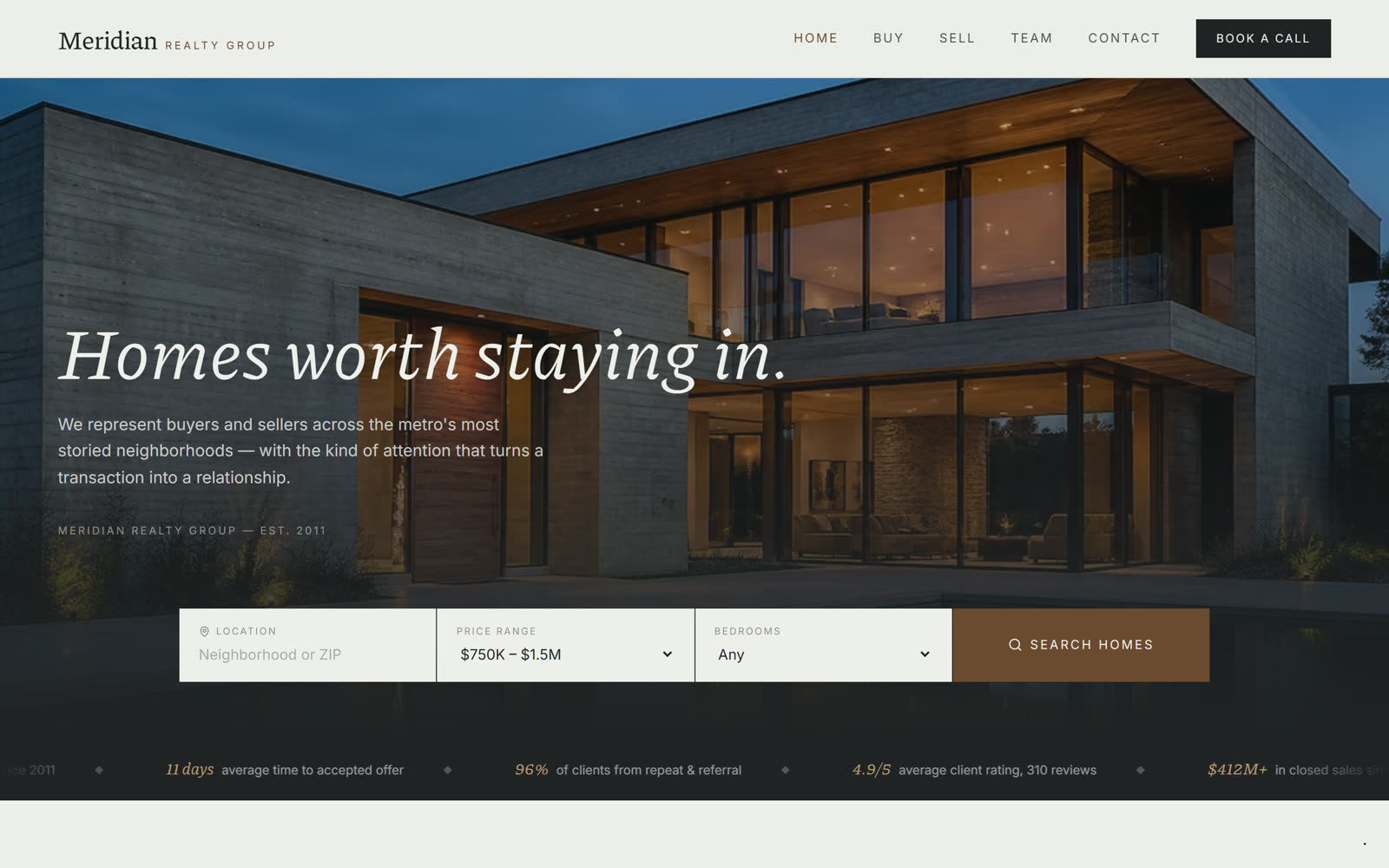 Meridian Realty homepage
